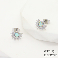 Stainless Steel Earrings  316L Synthetic Opal,Handmade Polished  6E4003919bhii-G034