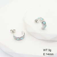 Stainless Steel Earrings  316L Synthetic Opal,Handmade Polished  6E4003925vhmm-G034