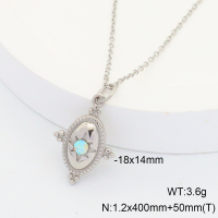 Stainless Steel Necklace  Synthetic Opal ,Handmade Polished  6N4004051bhva-106D