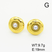 Stainless Steel Earrings  Plastic Imitation Pearls,Handmade Polished  6E4003754bhva-066