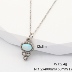 Stainless Steel Necklace  Czech Stones & Synthetic Opal,Handmade Polished  6N4004035bhia-106D