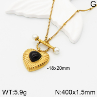 Stainless Steel Necklace  Agate & Plastic Imitation Pearls,Handmade Polished  5N3000677bhia-066