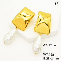 Stainless Steel Earrings  Plastic Imitation Pearls,Handmade Polished  GEE001311bhia-066