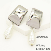Stainless Steel Earrings  Plastic Imitation Pearls,Handmade Polished  GEE001312bhia-066