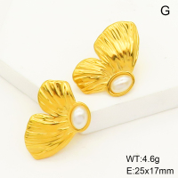 Stainless Steel Earrings  Plastic Imitation Pearls,Handmade Polished  GEE001321bhva-066