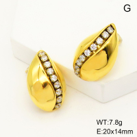 Stainless Steel Earrings  Zircon,Handmade Polished  GEE001334bhva-066
