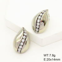 Stainless Steel Earrings  Zircon,Handmade Polished  GEE001335vbpb-066