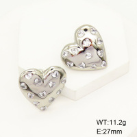 Stainless Steel Earrings  Zircon,Handmade Polished  GEE001339bhva-066