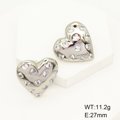 Stainless Steel Earrings  Zircon,Handmade Polished  GEE001339bhva-066