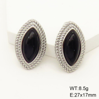 Stainless Steel Earrings  Agate,Handmade Polished  GEE001342bhva-066