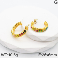 Stainless Steel Earrings  Czech Stones,Handmade Polished  5E4002748bhia-066
