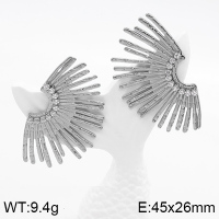 Stainless Steel Earrings  Zircon,Handmade Polished  6E2006374bhva-066
