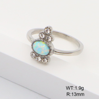Stainless Steel Ring  6-8#  Czech Stones & Synthetic Opal,Handmade Polished  6R4000873ahlv-106D