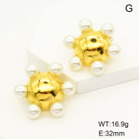 Stainless Steel Earrings  Plastic Imitation Pearls,Handmade Polished  GEE001323bhia-066