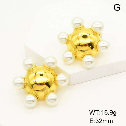 Stainless Steel Earrings  Plastic Imitation Pearls,Handmade Polished  GEE001323bhia-066