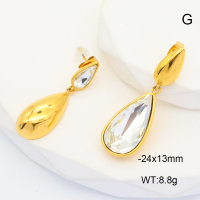 GEE001358vhkb-066  Stainless Steel Earrings  Glass,Handmade Polished