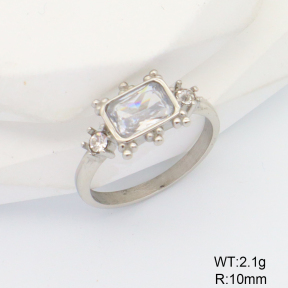 6R4000903ahjb-106D  6-8#  Stainless Steel Ring  Czech Stones & Zircon,Handmade Polished