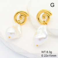 6E2006414bhva-066  Stainless Steel Earrings  Plastic Imitation Pearls,Handmade Polished