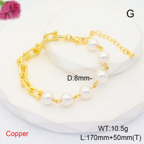 F6B300861bbov-L035  Fashion Copper Bracelet  Shell Beads