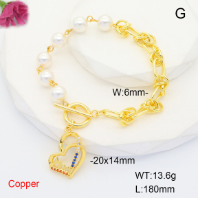 F6B406132bhia-L035  Fashion Copper Bracelet  Shell Beads