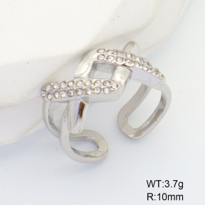 6R4000909vhha-066  Stainless Steel Ring  Czech Stones,Handmade Polished