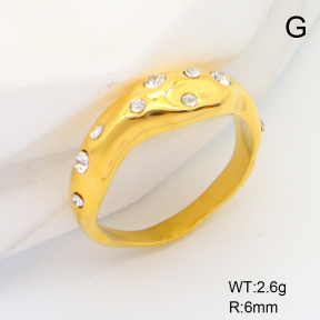 6R4000914bhia-066  Stainless Steel Ring  6-8#  Czech Stones,Handmade Polished