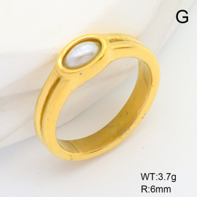 6R4000915vhha-066  Stainless Steel Ring  6-8#  Plastic Imitation Pearls,Handmade Polished