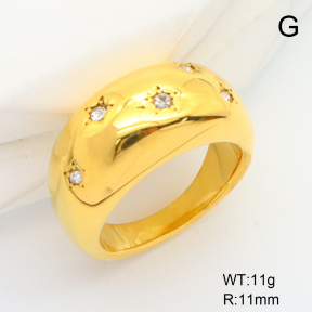 6R4000922bhia-066  Stainless Steel Ring  6-8#  Czech Stones,Handmade Polished