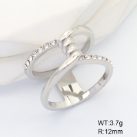 6R4000927vhha-066  Stainless Steel Ring  6-8#  Czech Stones,Handmade Polished