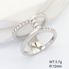 6R4000927vhha-066  Stainless Steel Ring  6-8#  Czech Stones,Handmade Polished
