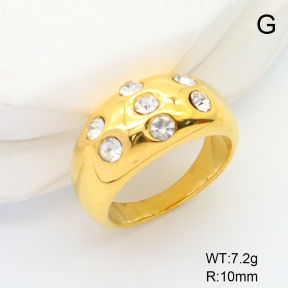 6R4000933bhia-066  Stainless Steel Ring  6-8#  Czech Stones,Handmade Polished