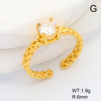 6R4000935vhha-066  Stainless Steel Ring  Zircon,Handmade Polished