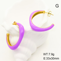 GEE001384bhia-066  Stainless Steel Earrings  Enamel,Handmade Polished