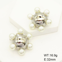 GEE001322bhva-066  Stainless Steel Earrings  Plastic Imitation Pearls,Handmade Polished