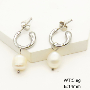 GEE001320vbpb-066  Stainless Steel Earrings  Cultured Freshwater Pearls,Handmade Polished