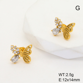 GEE001370bhva-066  Stainless Steel Earrings  Zircon & Czech Stones,Handmade Polished