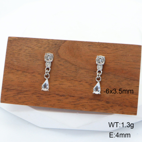 6E4003913bvpl-G034  Stainless Steel Earrings  316L Czech Stones & Zircon,Handmade Polished