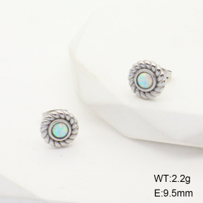 6E4003923bhbm-G034  Stainless Steel Earrings  316L Synthetic Opal,Handmade Polished