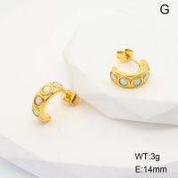 6E4003924vhom-G034  Stainless Steel Earrings  316L Synthetic Opal,Handmade Polished