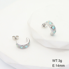 6E4003925vhmm-G034  Stainless Steel Earrings  316L Synthetic Opal,Handmade Polished