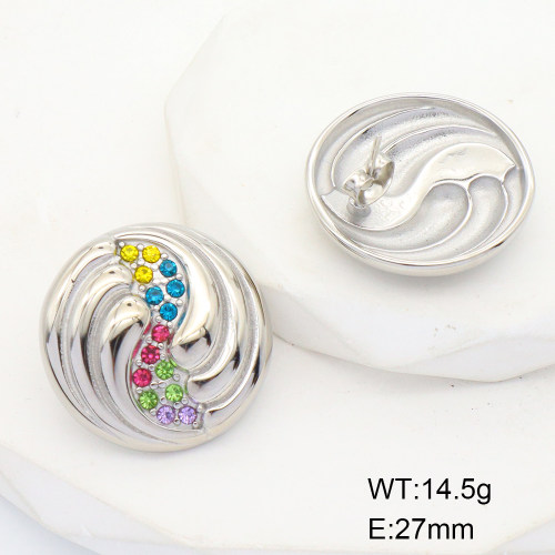 GEE001426bhva-066  Stainless Steel Earrings  Czech Stones,Handmade Polished