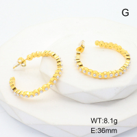 GEE001439bhia-066  Stainless Steel Earrings  Plastic Imitation Pearls,Handmade Polished