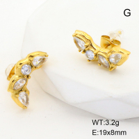 GEE001441bhia-066  Stainless Steel Earrings  Zircon,Handmade Polished
