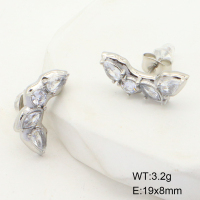 GEE001442vhha-066  Stainless Steel Earrings  Zircon,Handmade Polished