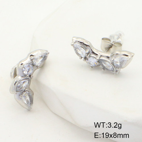 GEE001442vhha-066  Stainless Steel Earrings  Zircon,Handmade Polished