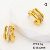 GEE001444bhva-066  Stainless Steel Earrings  Czech Stones,Handmade Polished