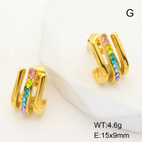 GEE001446bhva-066  Stainless Steel Earrings  Czech Stones,Handmade Polished