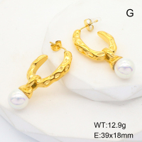GEE001455bhia-066  Stainless Steel Earrings  Shell Beads,Handmade Polished