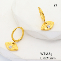GEE001458bhia-066  Stainless Steel Earrings  Czech Stones,Handmade Polished