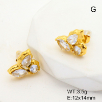GEE001483bhia-066  Stainless Steel Earrings  Zircon,Handmade Polished